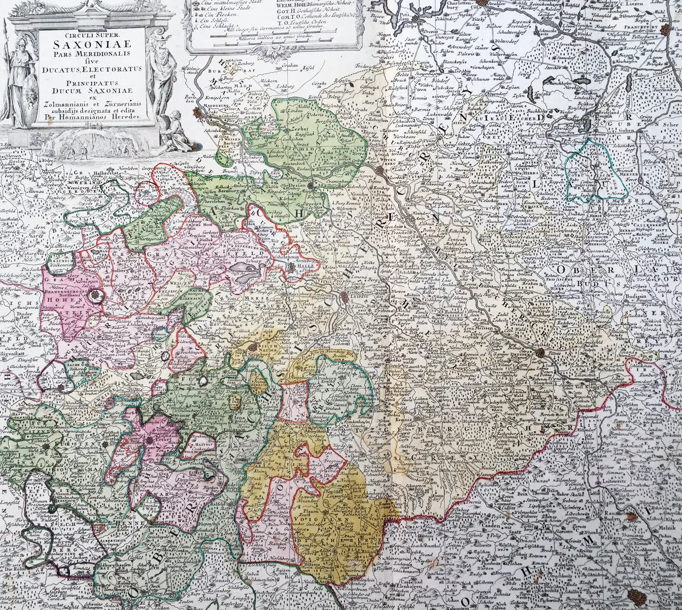 1735 J B Homann Large Antique Map of Old Saxony, Germany - Berlin to Prague