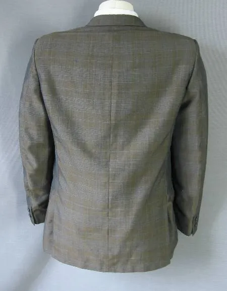 60s Vintage Sharkskin Plaid Suit Jacket Coat Mr Cool 44 Medium VFG ClipperCraft