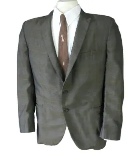 60s Vintage Sharkskin Plaid Suit Jacket Coat Mr Cool 44 Medium VFG ClipperCraft