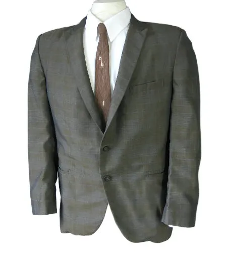 60s Vintage Sharkskin Plaid Suit Jacket Coat Mr Cool 44 Medium VFG ClipperCraft