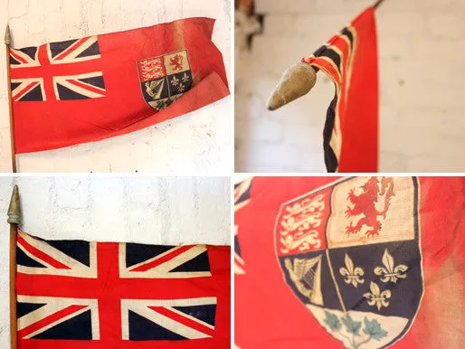 A Good British Empire Early 20thC Canadian Red Ensign Flag Mounted on a Pole