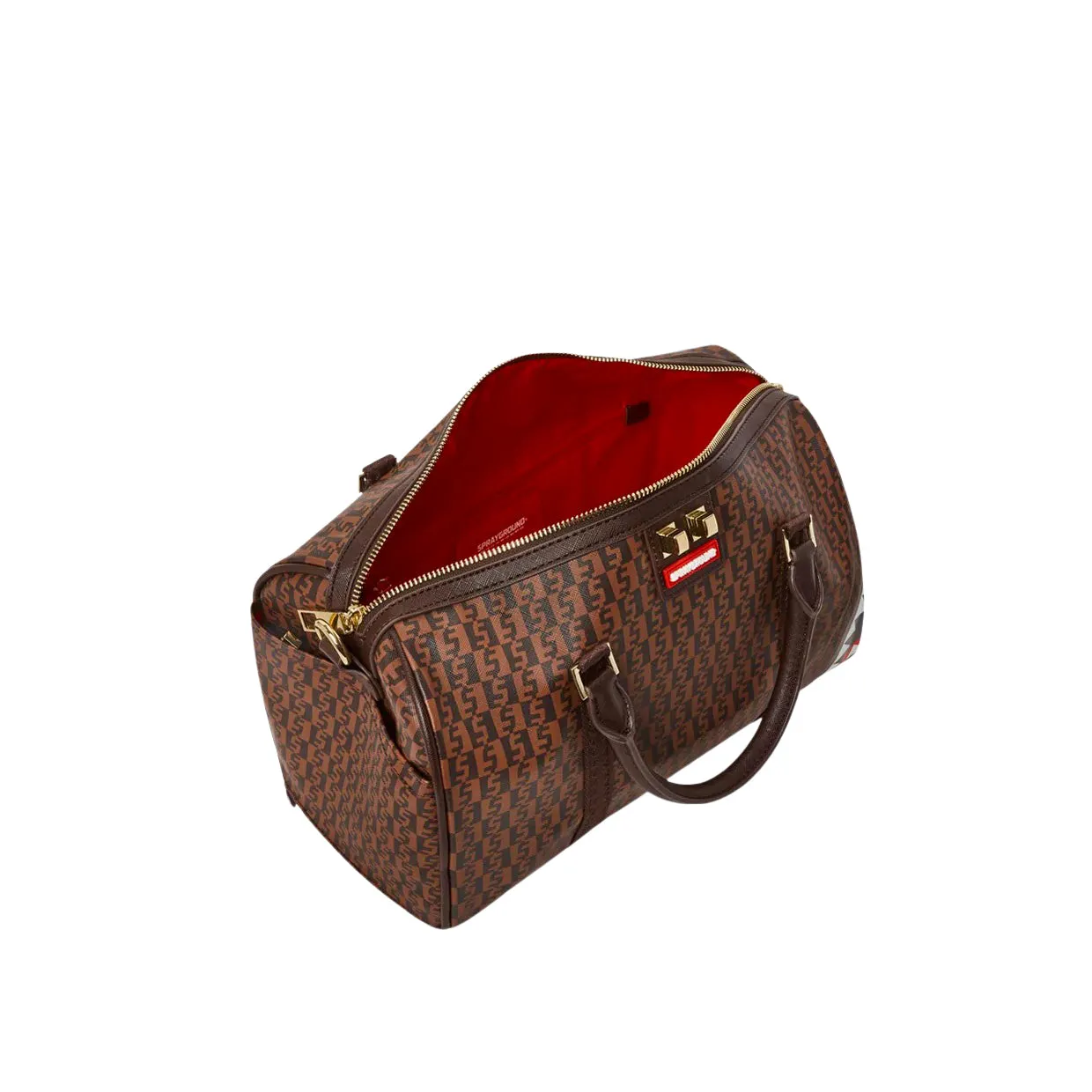Borsa Sprayground Money Check Mini Duffle Marrone Multicolor