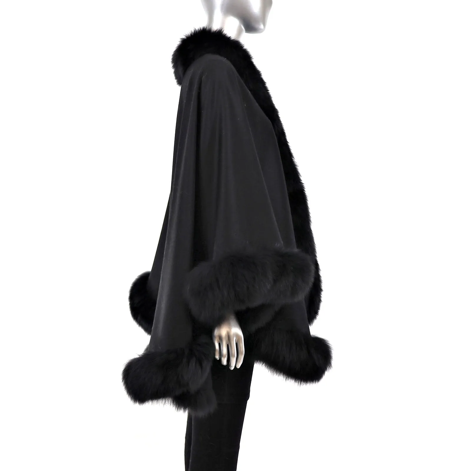 Cashmere Cape with Fox Trim- One Size