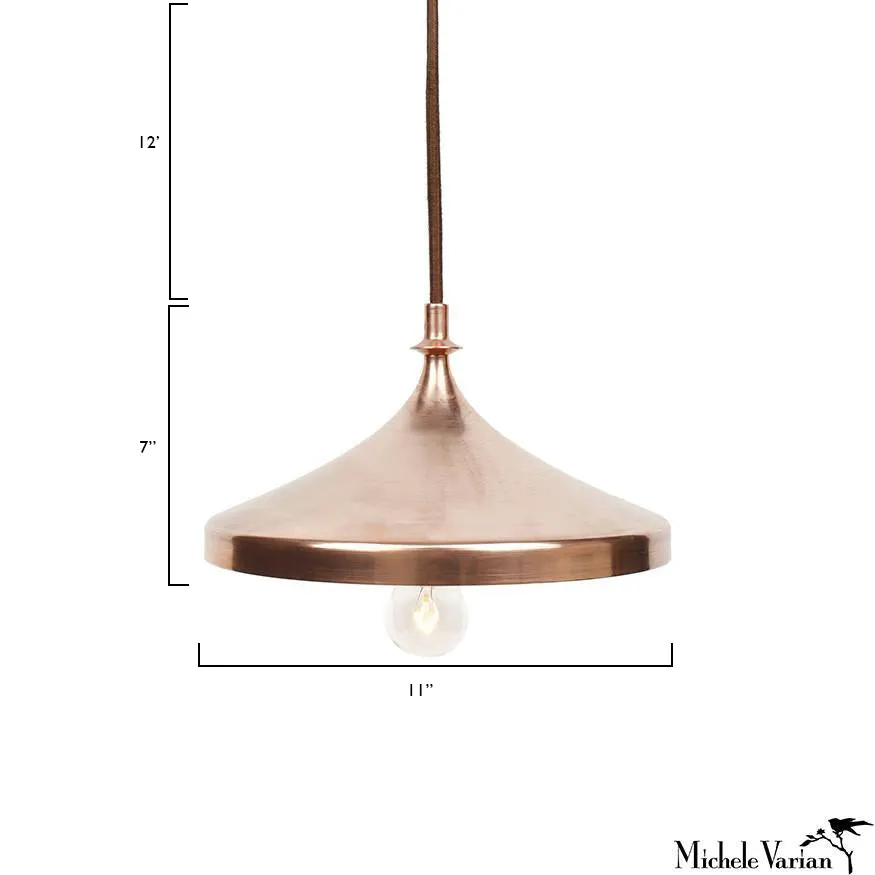 Copper Finial Disk Pendant Light