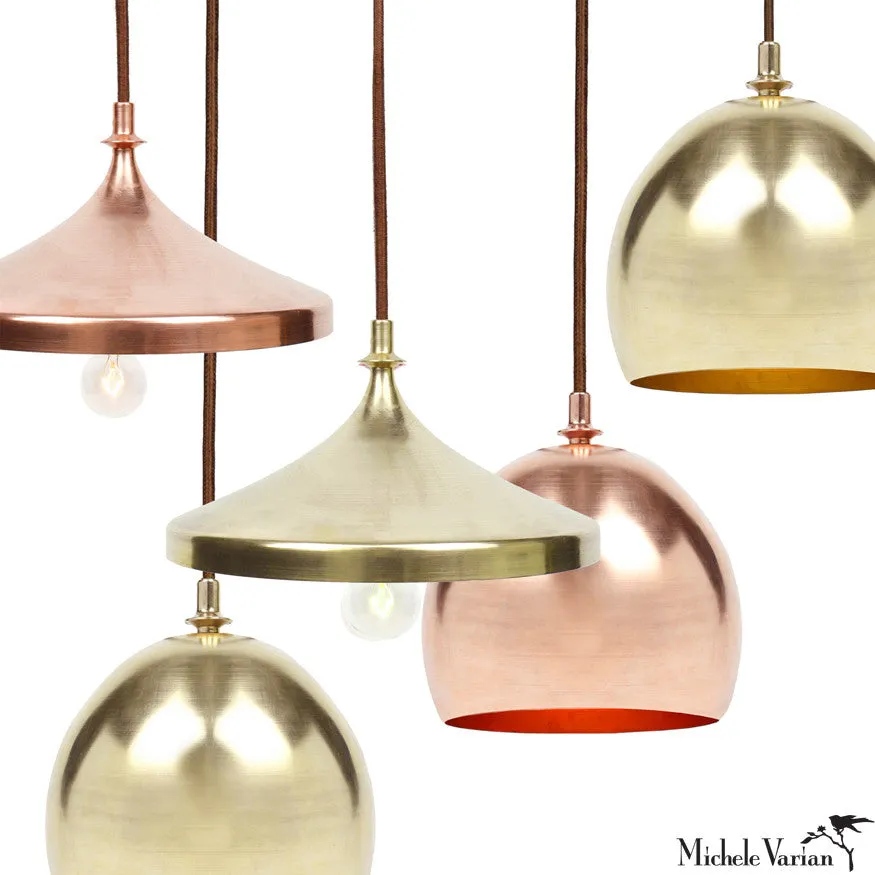 Copper Finial Disk Pendant Light