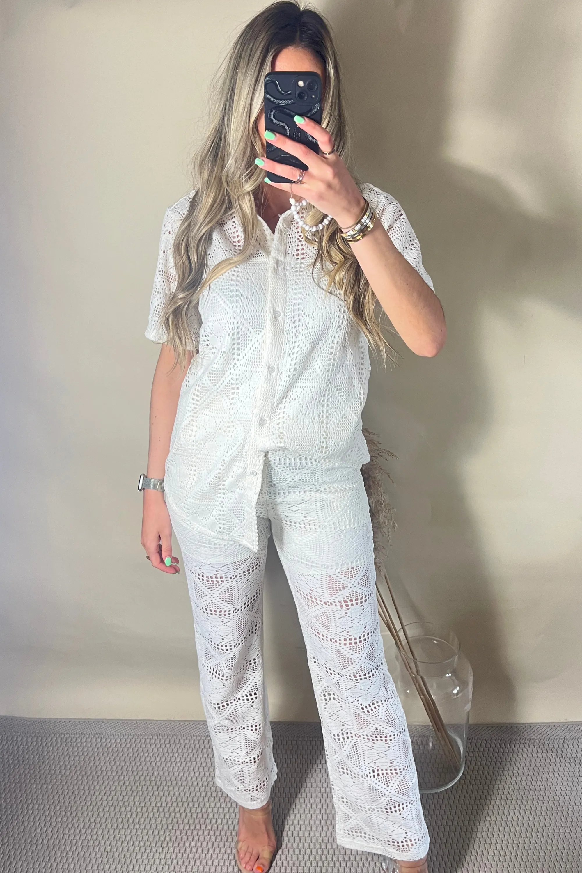Cream Crochet shirt