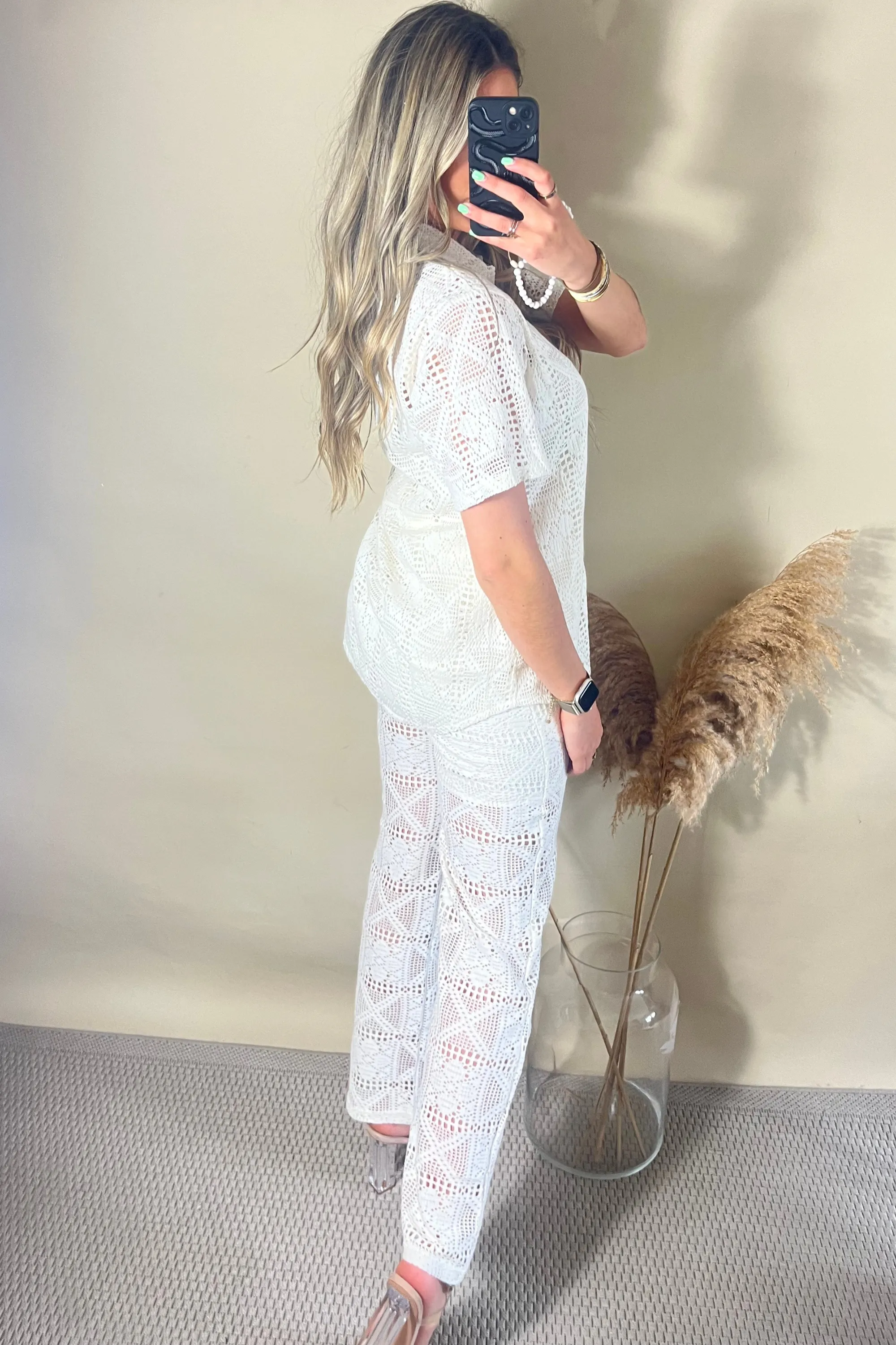 Cream Crochet shirt