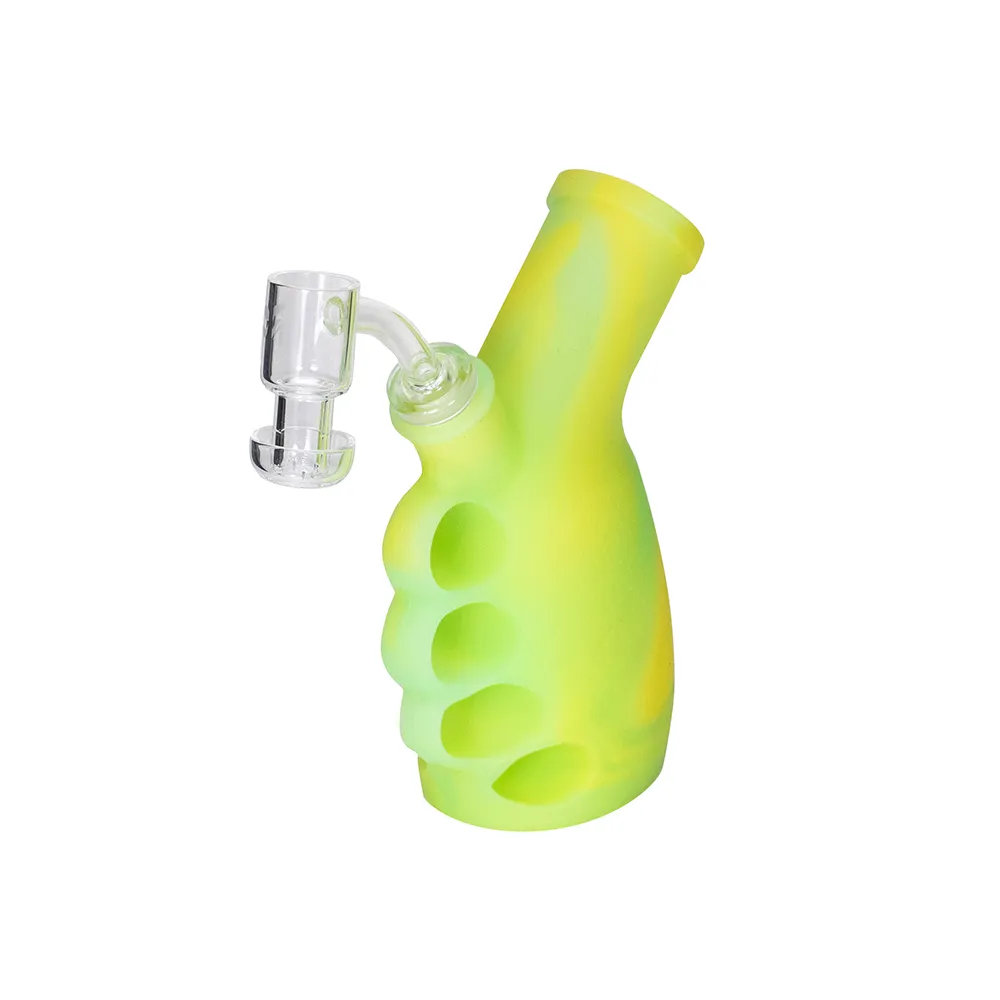 DAB RIG - YEL GRN SILICONE KNUCKLE DUSTER RIG BUBBLER KIT