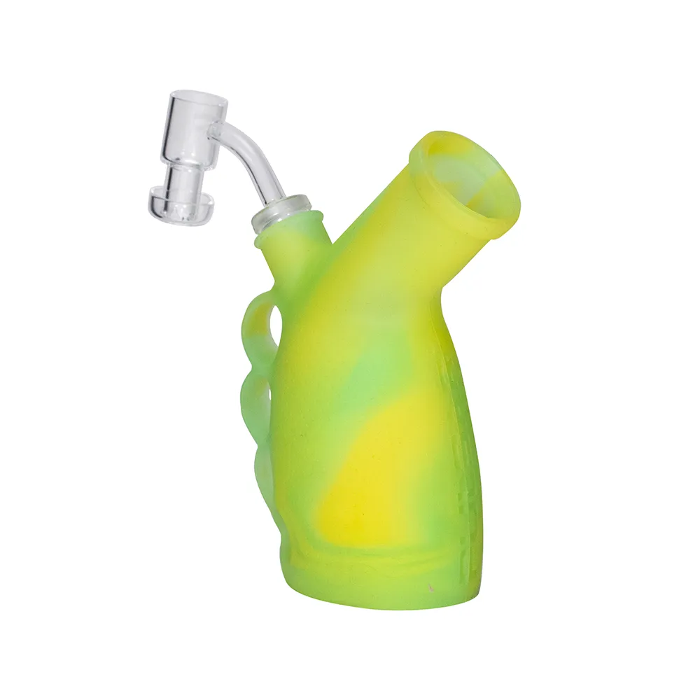 DAB RIG - YEL GRN SILICONE KNUCKLE DUSTER RIG BUBBLER KIT