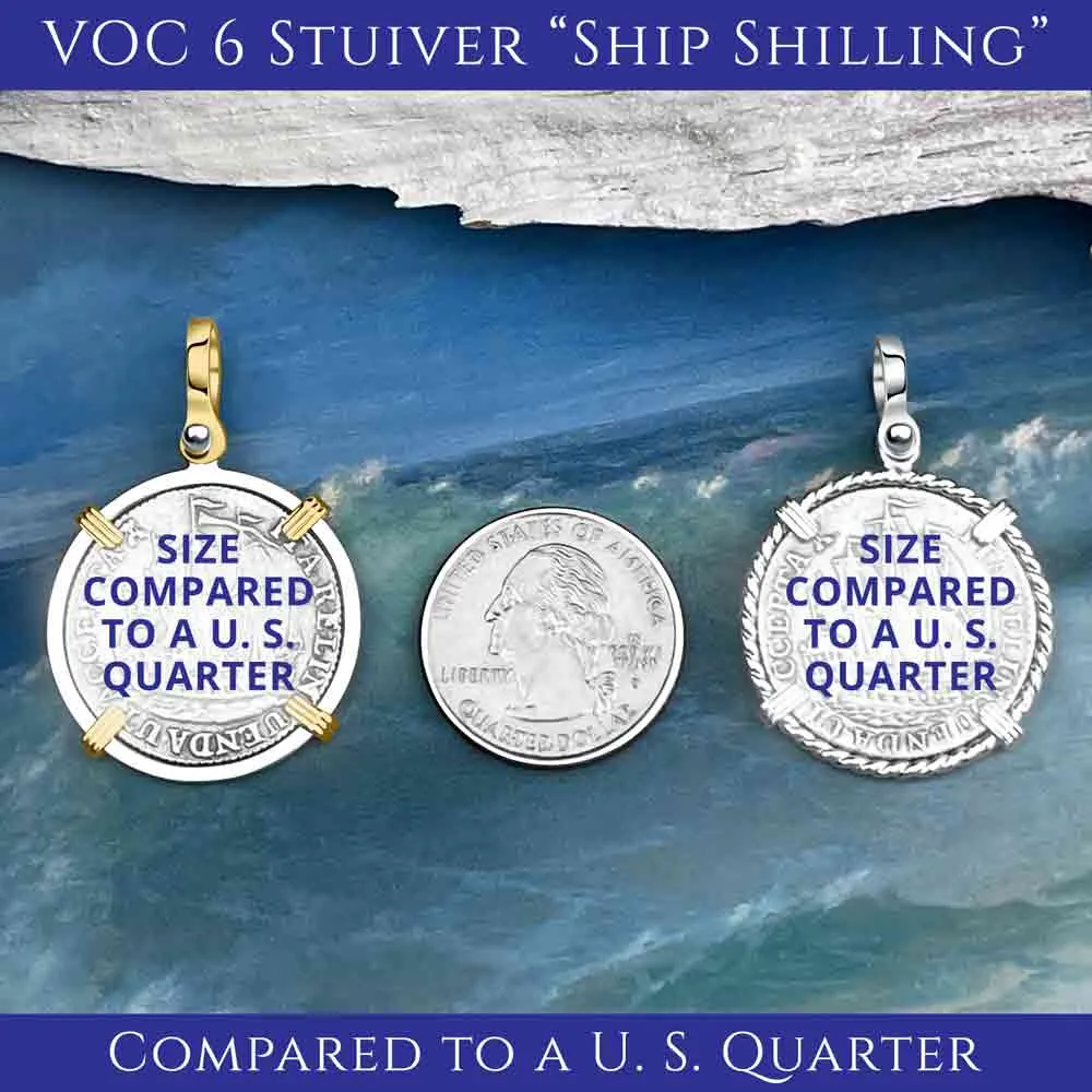 Dutch East India Company 1763 Silver 6 Stuiver Ship Shilling "I Struggle and Survive" Sterling Silver Pendant | Artifact #8517