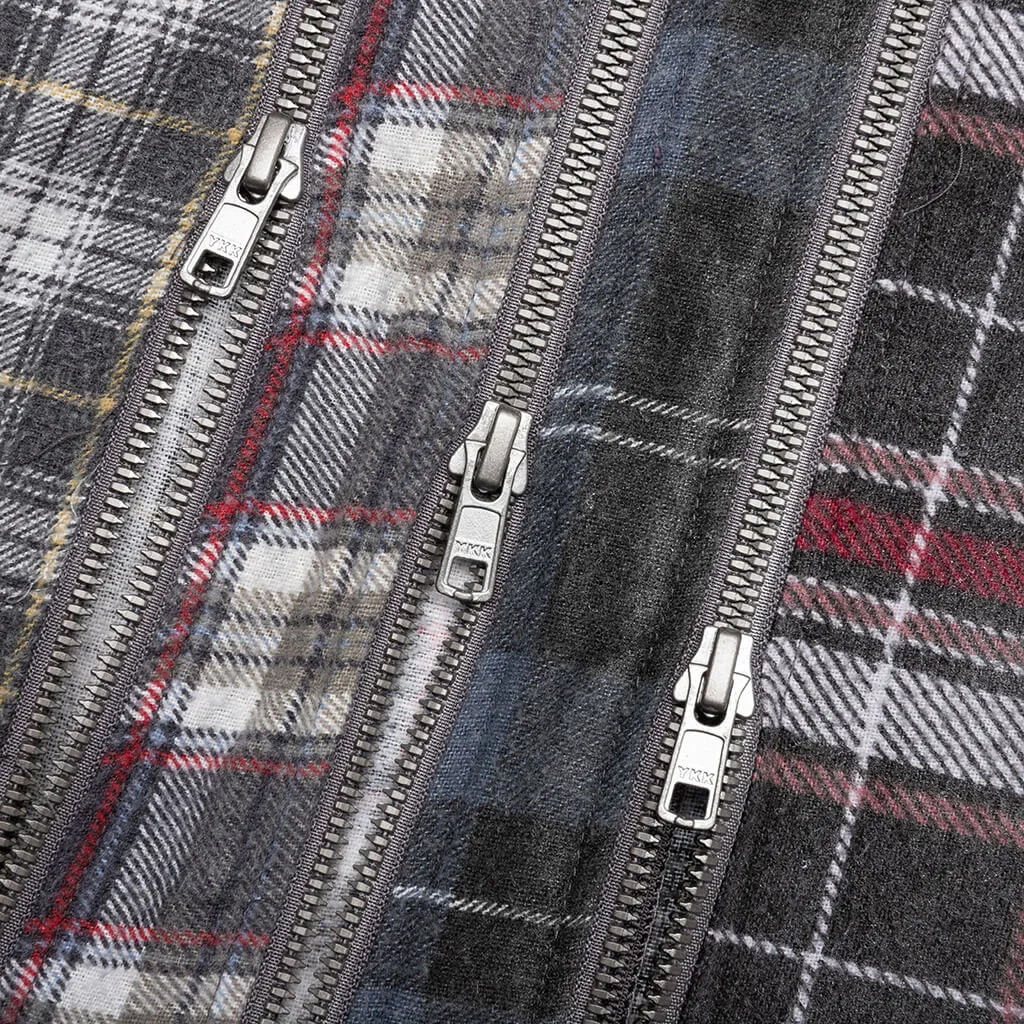 Flannel Shirt 7 Cuts Zipped Wide Reflection Shirt - Assorted