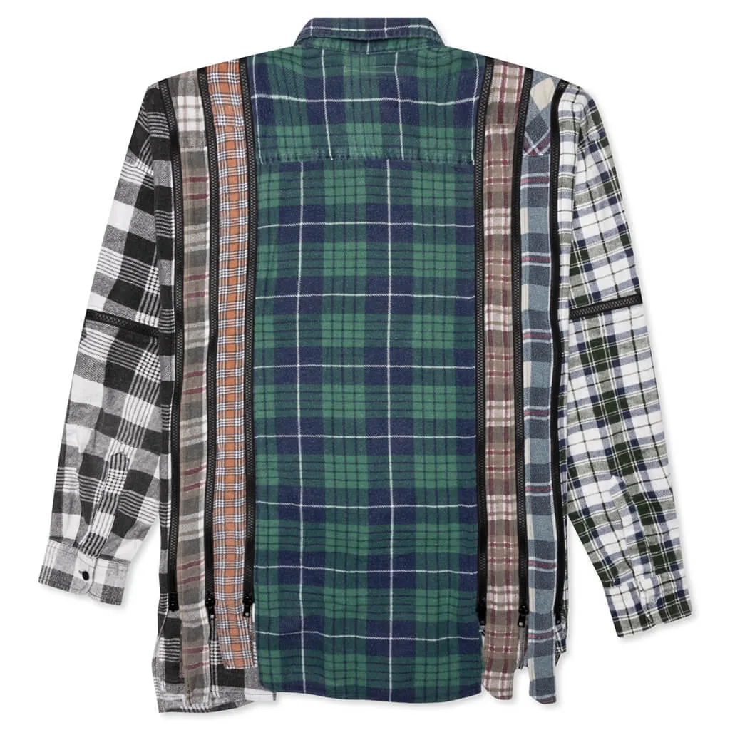Flannel Shirt 7 Cuts Zipped Wide Shirt - Assorted