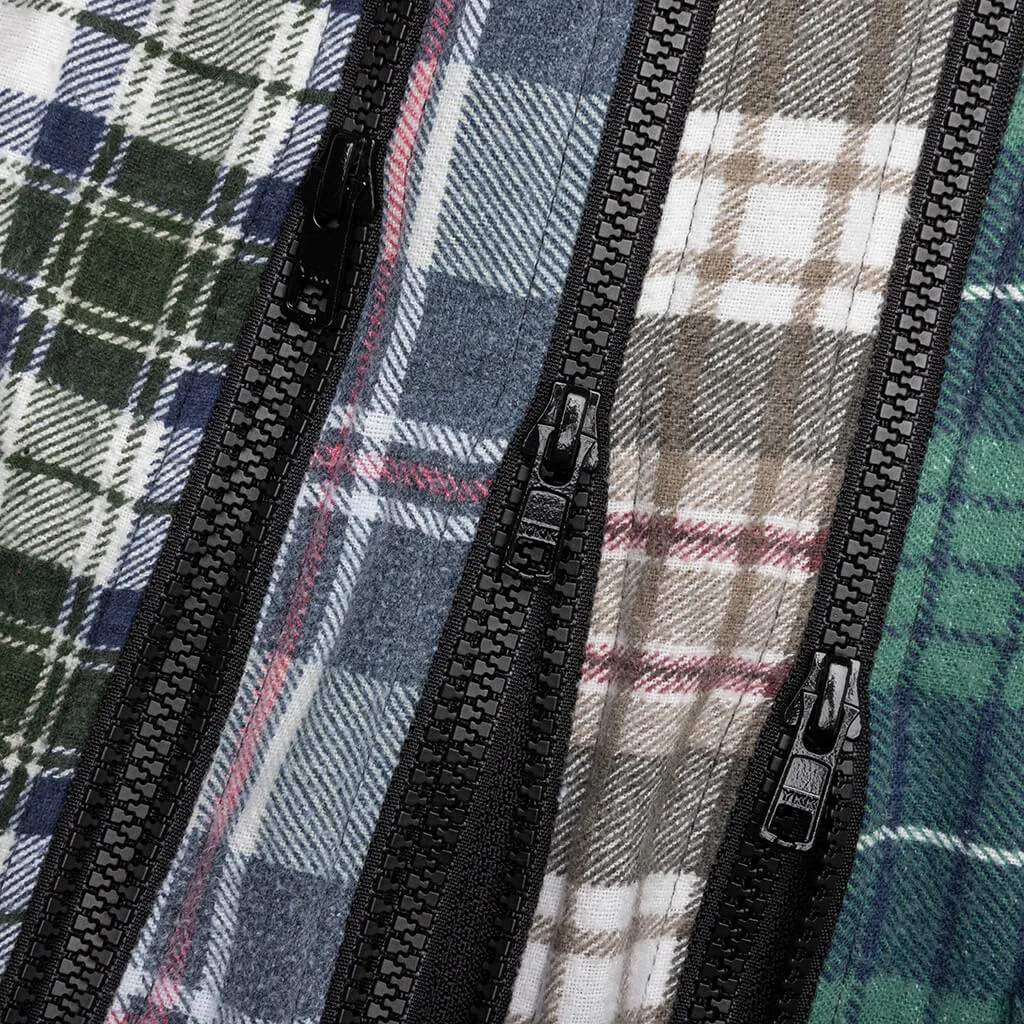 Flannel Shirt 7 Cuts Zipped Wide Shirt - Assorted