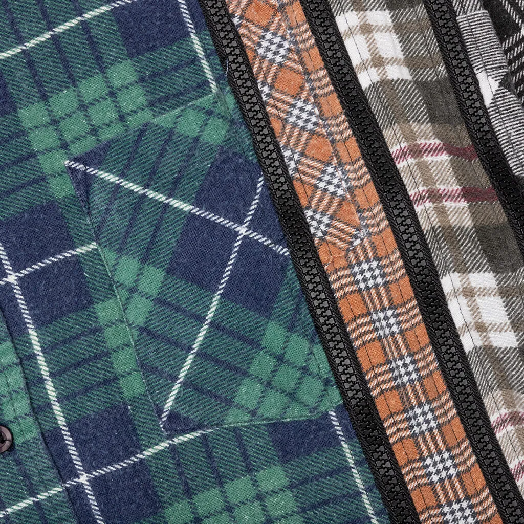 Flannel Shirt 7 Cuts Zipped Wide Shirt - Assorted