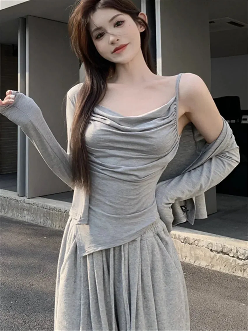 Girlary Summer Slim New Sunscreen Coats Women Hot Girls Tank Tops 2024 Solid Daily New Office Lady Casual High Street Mujer