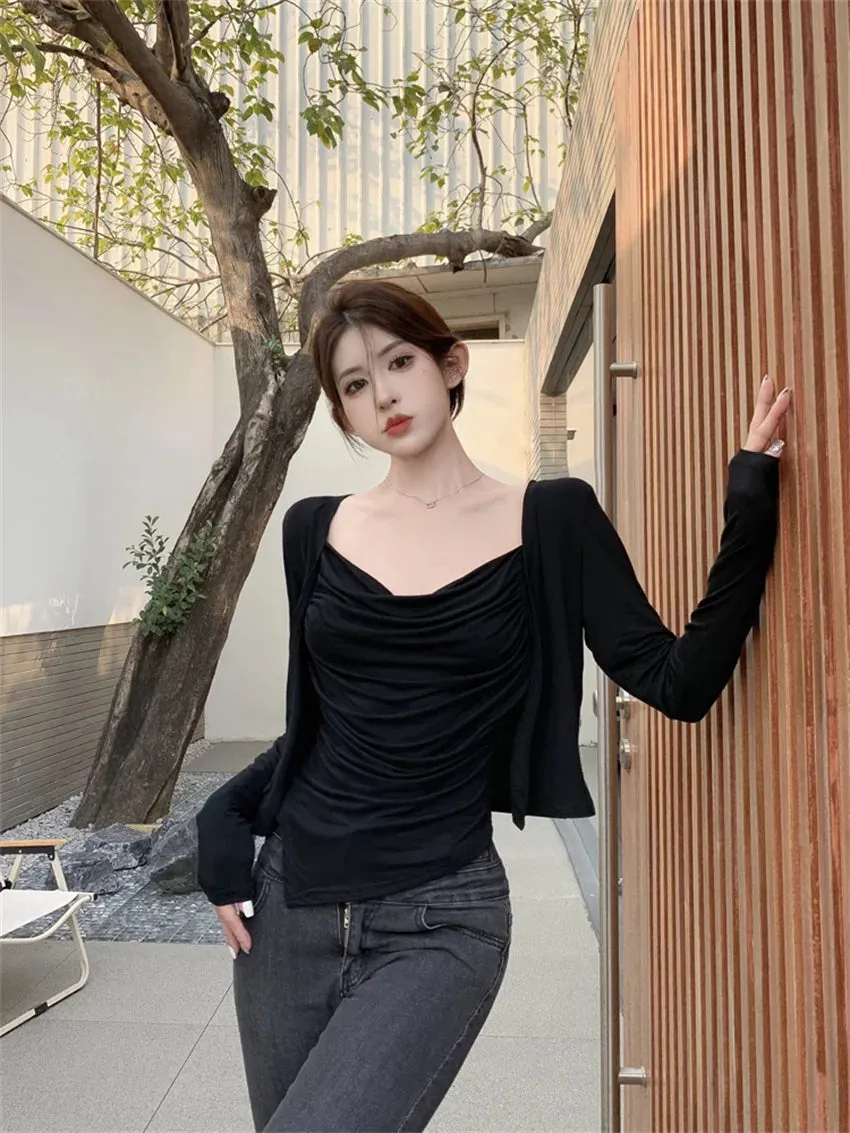 Girlary Summer Slim New Sunscreen Coats Women Hot Girls Tank Tops 2024 Solid Daily New Office Lady Casual High Street Mujer