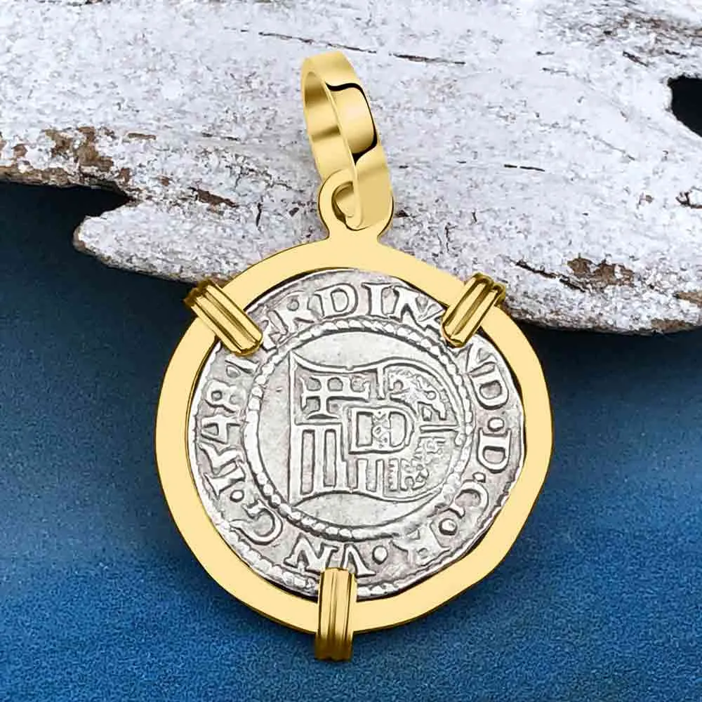 Hungarian Silver Denar Dated 1548 with Mary & Baby Jesus 14K Gold Pendant | Artifact #8556