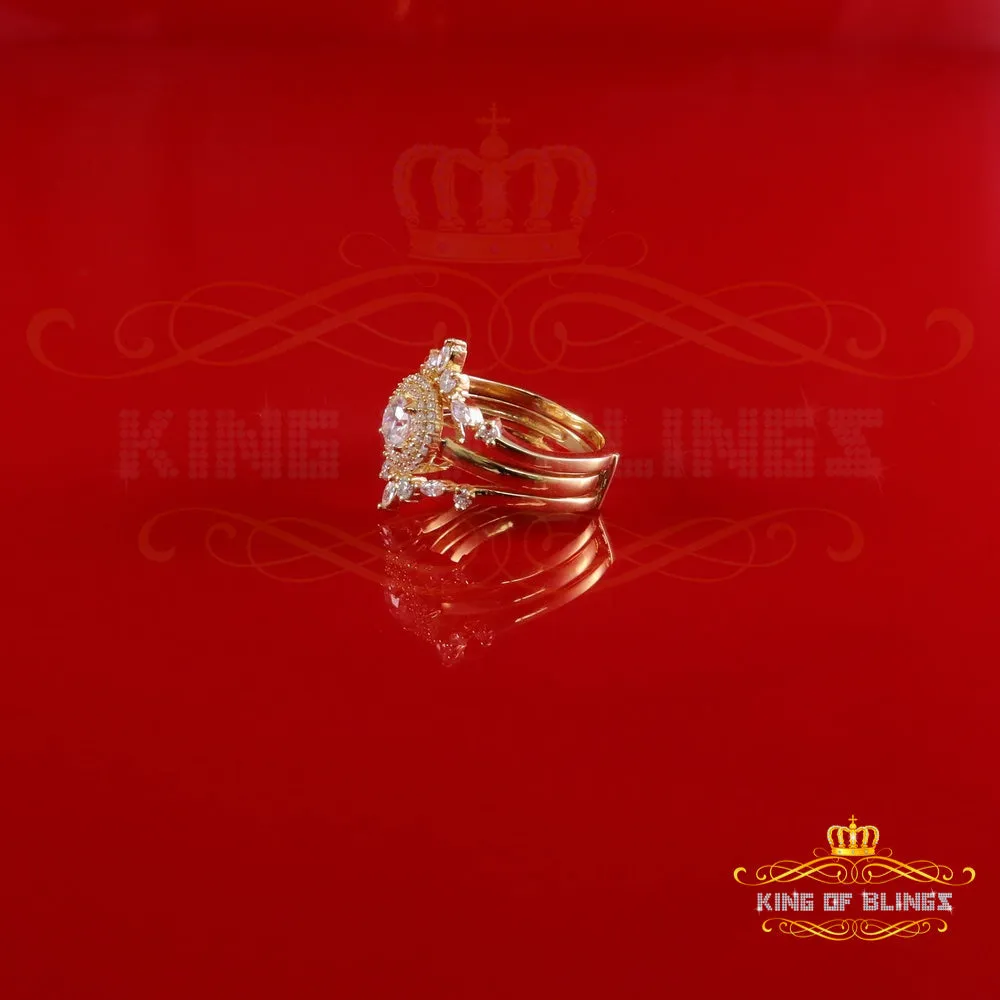 King Of Blings Women Enhancer Guard Wrap Insert Ring SZ 7 Yellow 925 Silver 1.66ct Moissanite