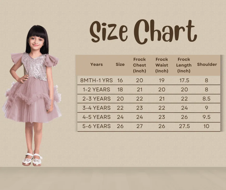 Orchid Coloured Embellished Simple Design Net Party Wear Frock For Girls