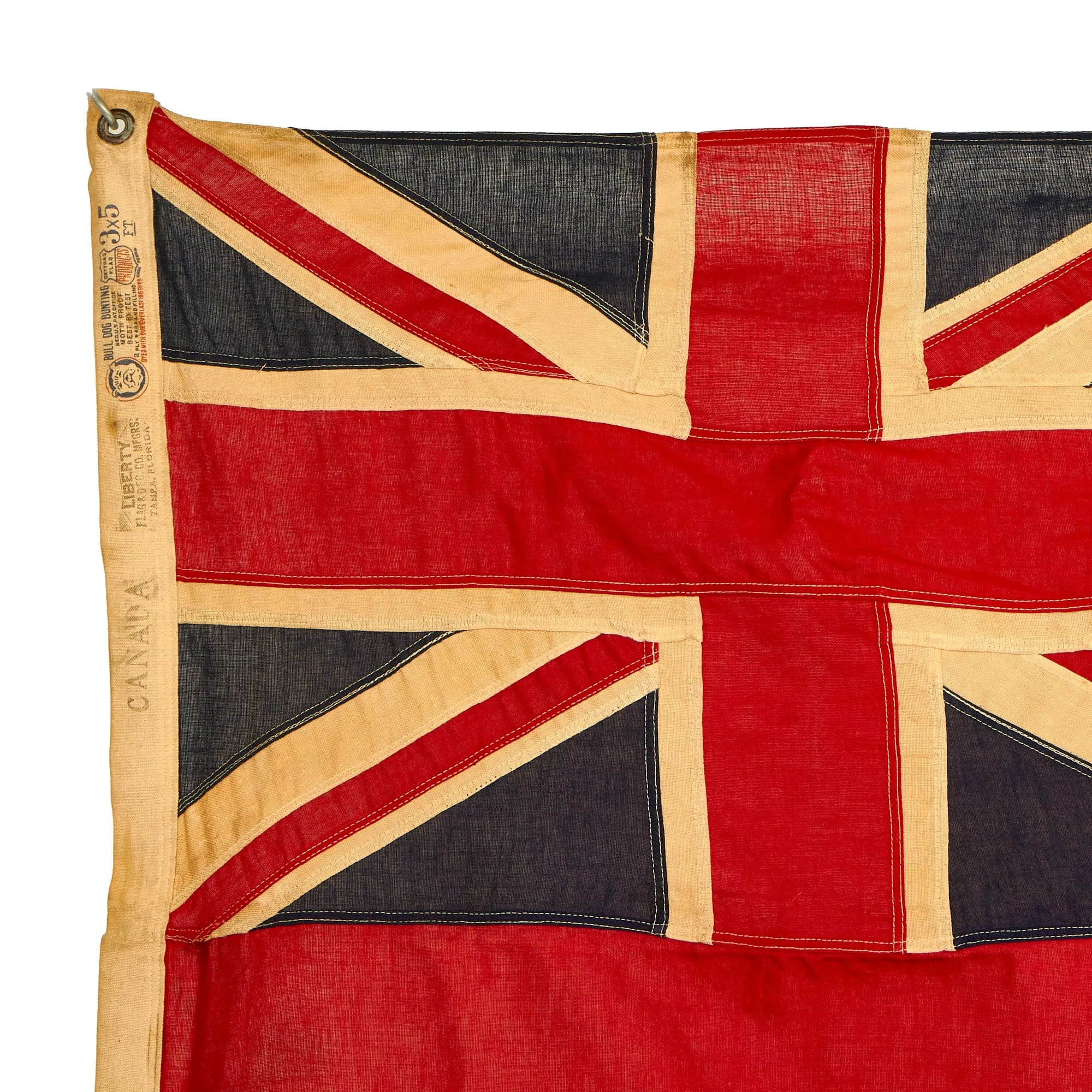Original Canadian WWI / WWII American Made Red Naval & Civil Ensign Flag by Liberty Flag & Dec. Co. Mfgrs.  - 3’x5’