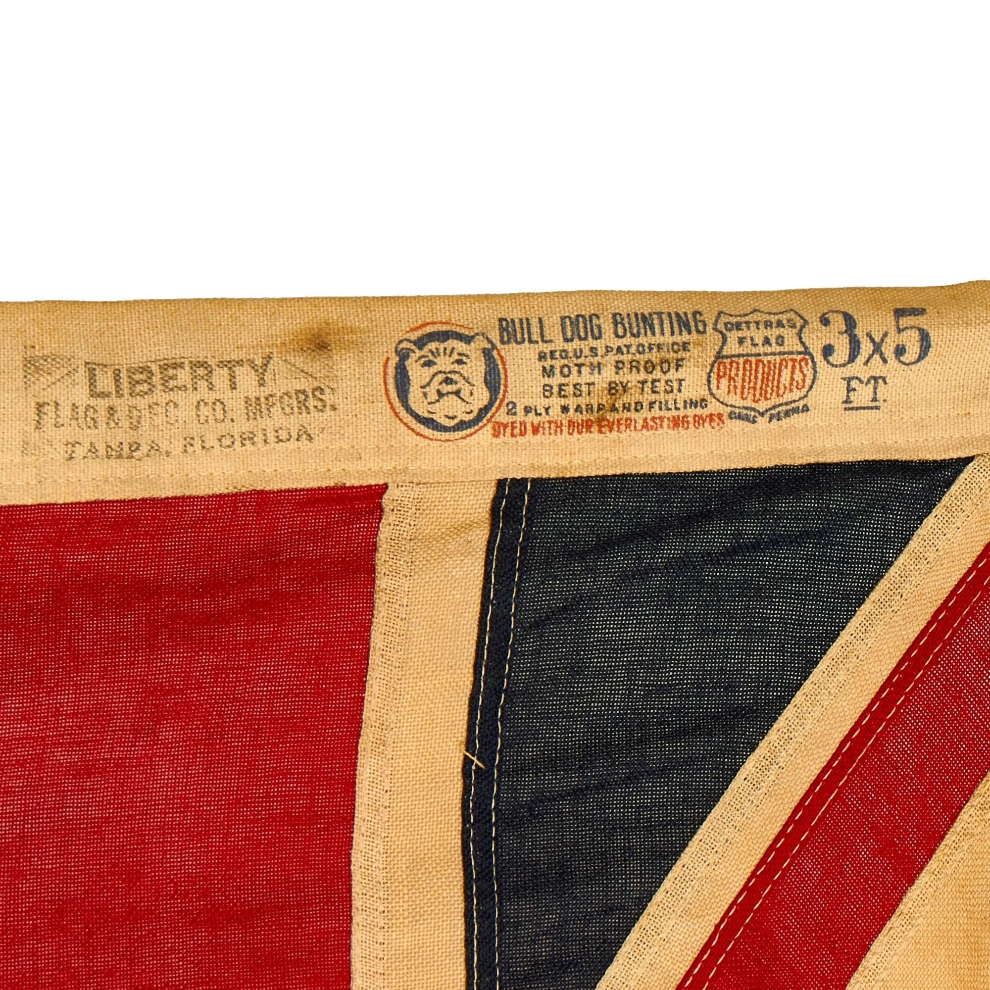 Original Canadian WWI / WWII American Made Red Naval & Civil Ensign Flag by Liberty Flag & Dec. Co. Mfgrs.  - 3’x5’