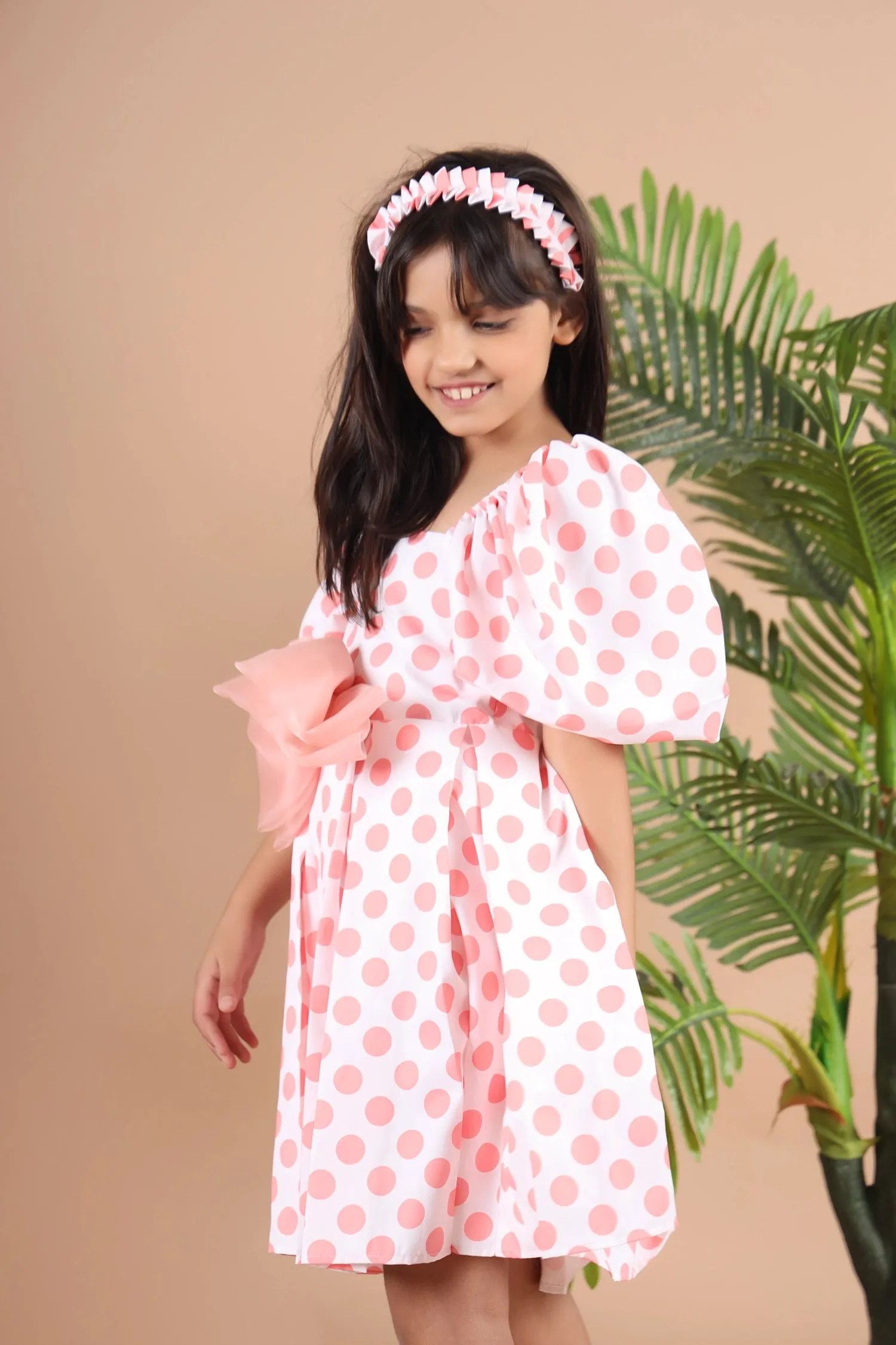 Peach Polka Affair Frock