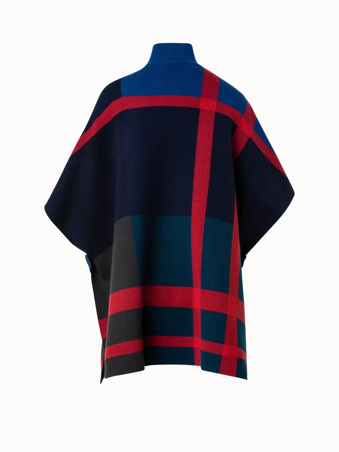 Wendbares Karo-Cape aus 100% Kaschmir-Doubleface